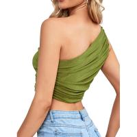 BUNO-2025 Primavera/Verano nueva moda superventas personalidad chica picante Slim Fit cuello asimétrico fuera del hombro camiseta para mujer - details 27