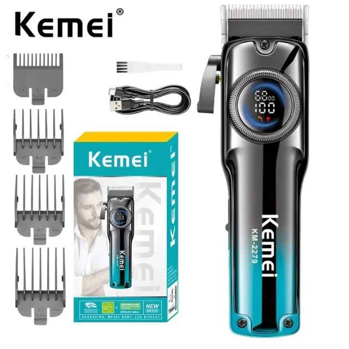 Kemei-cortadora de pelo profesional inalámbrica para hombres, herramienta de corte de pelo recargable, 2279 - 1