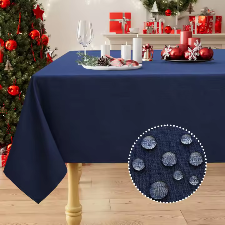 Olanly-mantel rectangular de lino sintético, mantel de tela impermeable y limpiable, cubierta de mesa lavable para cocina y comedor - 1