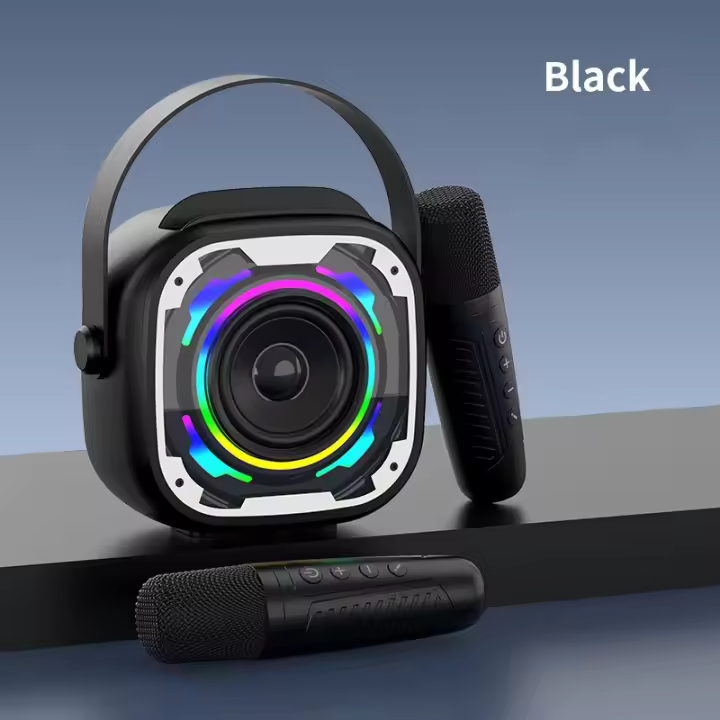 Karaoke portátil 2 micrófonos - Altavoz Bluetooth, Luz LED, USB / TF / AUX, perfect para - 1