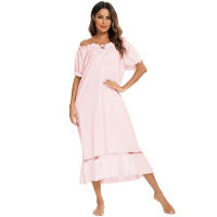 Pijamas para mujer, ropa de dormir con un hombro, camisón de manga corta, vestido mixto de encaje - details 9