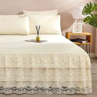 Funda de cama de encaje de lujo, Sábana de falda de tamaño Queen/King, faldas de cama lisas de Color sólido para cama doble - details 6