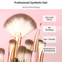 Brochas de Maquillaje Rosa Docolor 15Pcs Herramientas de Mezcla de Belleza para Sombra de Ojos Delineador de Pestañas Cejas - details 4