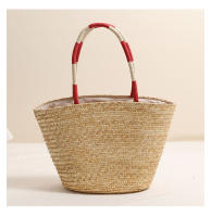 Bolso de paja de hombro de cereza bordado de nicho, bolso de playa de vacaciones junto al mar - details 6