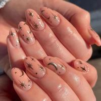 24pcs/Box Uñas Postizas De Acrílico Almendra Desmontables Francés Stiletto Falsas Uñas Cubiertas Completa Moda Para Mujeres Uñas Presionadas - details 5