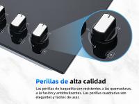 Campana de Gas de Vidrio WEHIMO de 3 Burneros 59 cm, 7750 W, 3 Zonas de Cocina, Adecuada para Todas las Ollas Instalación Integrada, Control de Pomo - details 4
