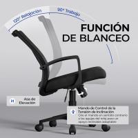 Silla de Oficina con Función de Inclinación, con Soporte Lumbar y Diseño Mariposa para Estudio, Carga Máxima 136kg, Negro - details 5