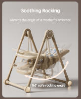 PANGDUBE Silla alta para bebé 2 en 1 para alimentar a bebé, mecedora para dormir, cuna para bebé, silla plegable para cenar con 4 ruedas, 2 cojines, 2 bandejas - details 9