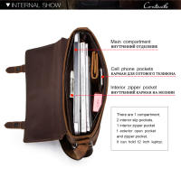 CONTACT'S crazy horse-Bolso de piel auténtica para hombre, bandolera vintage para ordenador portátil, bolso cruzado - details 3