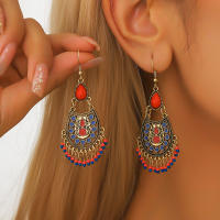 Pendientes de borla turquesa estilo étnico retro pendientes versátiles de temperamento para damas. - details 0