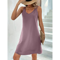 Vestido de verano nuevo, elegante, entallado, sin mangas y con cuello en V - details 23