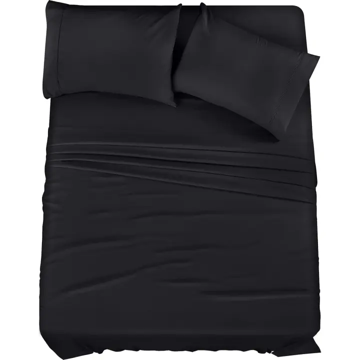 Utopia Bedding Juego de sábanas de 4 piezas, microfibra cepillada, resistente al encogimiento y a la decoloración, fácil cuidado (matrimonial, azul marino) - 1
