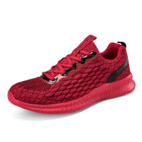 Zapatillas de correr para hombre, zapatos deportivos informales de malla transpirable, ligeros, sin cordones, suela suave, Color Rojo - details 6