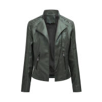 Chaqueta de Mujer de Cuero Sintético Estilo Varsity Moto Biker Bomber Ligera Casual Outerwear Short Coats con Cierre de Cremallera y Forro de Poliéster Adecuada para Otoño e Invierno - details 1