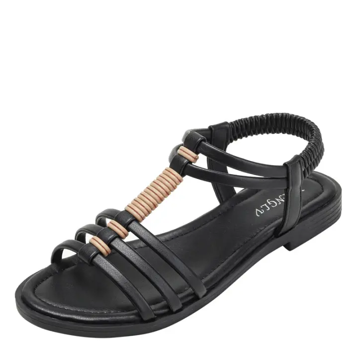 Sandalias Romanas Verano 2025 Nuevas Retro Huecas Planas Cómodas Zapatos de Playa Vie - 1