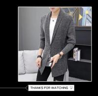 Suéter de otoño e invierno para hombre, suéter de punto, chaqueta, cárdigan largo para hombre, suéter de lana, suéter de color sólido - details 13