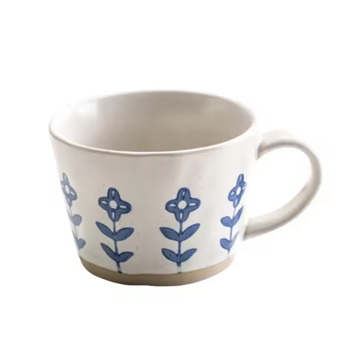 Taza Moderna de Cerámica con Patrón de Flor Ideal para Café, Té, Oficina Porcelana de Alta Calidad - 1