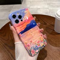 Funda de iPhone 15 Pro Max Pintura al Óleo de Luz Azul Arco Iris Flor Mariposa - details 28