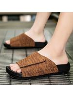 Sandalias retro de suela gruesa para el hogar, de alta gama, de moda de verano, con textura de cuero, estilo nuevo, para exteriores, informales, para hombre. - details 0