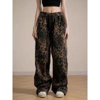 Pantalones de mujer con estampado de leopardo, pierna recta, cintura alta, XXL, cómodos, elásticos, tres informales - details 4