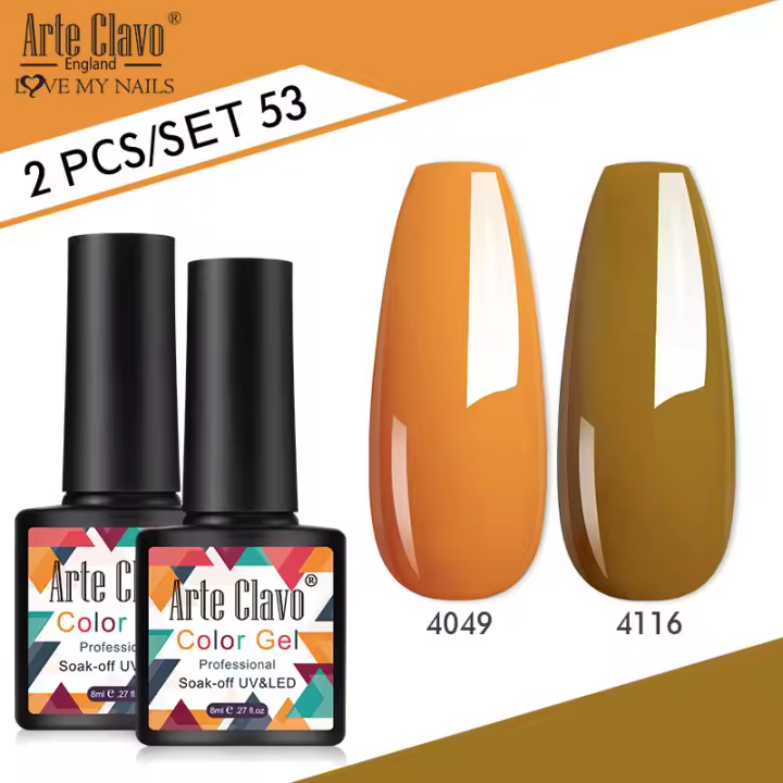ArteClavo-Juego de 2 esmaltes en Gel para uñas, barniz para manicura semipermanente, capa superior, UV, LED, para Nail Art - 1