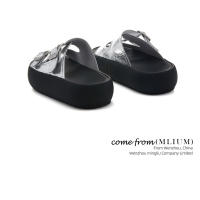 Zapatillas de plataforma nuevas sandalias de hebilla de cinturón retro de arrastre de una y media punta abierta de moda casual versátil - details 10