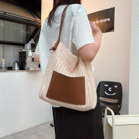 Bolso de mano de punto ahuecado de paja, bolso de hombro hecho a mano de gran capacidad, bolso de playa informal de diseñador para mujer - details 12