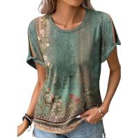 Camisetas estampadas informales de verano para mujer, camisetas de manga corta a la moda - details 4
