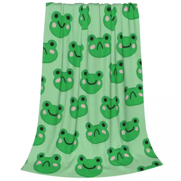 Manta Suave y Cálida de Dibujos Animados de Ranas Ideal para Niños y Niñas - 1