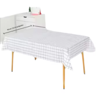 Mantel de tela PEVA impermeable y antiadherente de 137x90 cm en colores negro y blanco con patrón a cuadros para fiestas y picnics al aire libre - 1