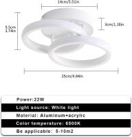 Plafón de Techo LED Redondo Blanco 22W GOECO, Luz Blanca 6500K, Aluminio,  25x17x9 cm - details 0