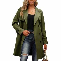 Abrigo de Trench de Moda Casual para Mujer con Cinturón Desmontable y Bolsillos Diseño de Cierre de Doble Botonadura Material Exterior de Poliéster Abrigo de Tren de Largo Medio para Otoño/Invierno - details 11