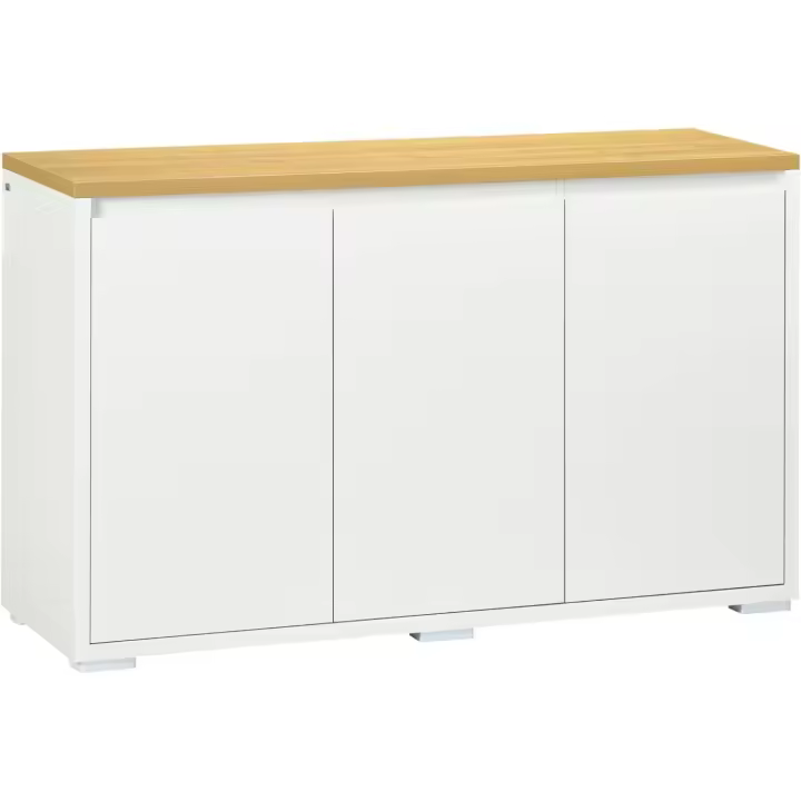 Taburete de Almacenamiento de Armario de Sala con 3 Puertas Estante Ajustable para Cocina Blanco - 1