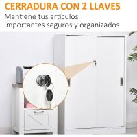 Armario de Oficina Práctico con 2 Puertas Corredizas con Llaves y 3 Estantes para Oficina/Estudio 80x40x120 cm Blanco - details 5