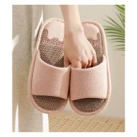 Zapatillas de lino transpirables para hombre y mujer, chanclas antideslizantes para interiores y el hogar, zapatos planos cómodos para la playa - details 1