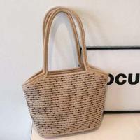 Bolso de mano tejido dulce a la moda, colgante con borlas, bolso de paja transpirable, bolso de playa de verano Beige de poliéster para mujer - details 4