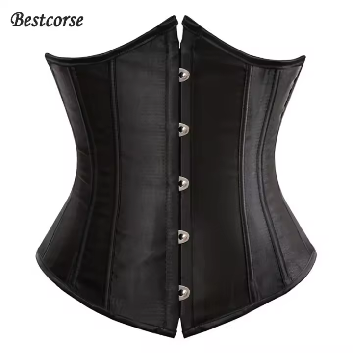 Bestcorse-corsé negro de talla grande, entrenador de cintura con deshuesador de hueso, corpiño adelgazante, XS 6Xl - 1