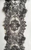 Vestido de novia de estilo Vintage, ribete de encaje de doble pestaña, encaje de boda de ganchillo en marfil, adorno festoneado, bricolaje, 17cm de ancho - details 0