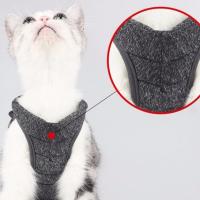 Conjunto de correa y arnés para mascotas de poliéster, correa de pecho ajustable transpirable para gatos, ligera con correa de tracción, cinturón de tracción para gatos - details 0
