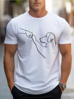 Camiseta de manga corta con cuello redondo y estampado de perro divertido, 100% algodón, casual, deportiva, holgada, para hombre - details 1