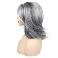 Pelucas en capas ombré gris oscuro con flequillo, extensión de cabello, peluca Bob en capas recta falsa, cabello sintético corto transpirable destacado - details 7