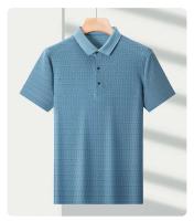 Camiseta de manga corta de seda helada con agujeros de malla para hombre de alta gama, polo transpirable con solapa, ropa de marca, novedad para el verano - details 6