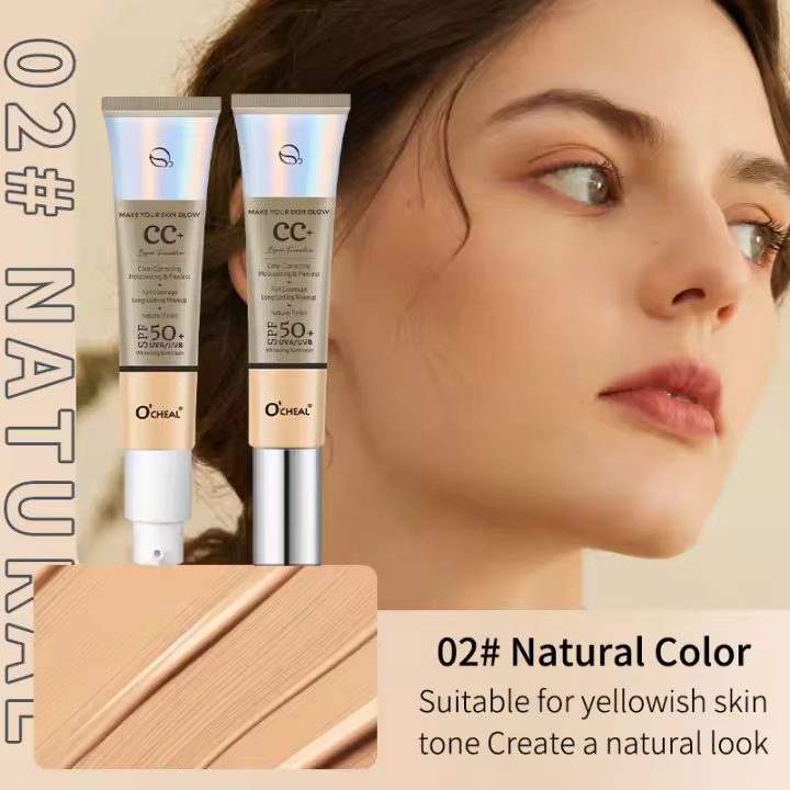 Ocheal Crema de Fundación CC 30g A Prueba de Agua, Corrector, Hidratante, Protector Solar SPF 50+ - 1