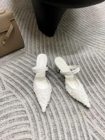 Nuevos tacones altos puntiagudos, hilo de malla para mujer, una palabra con boca ligera, cabeza de bolso estilo hada de moda, medias zapatillas. - details 36