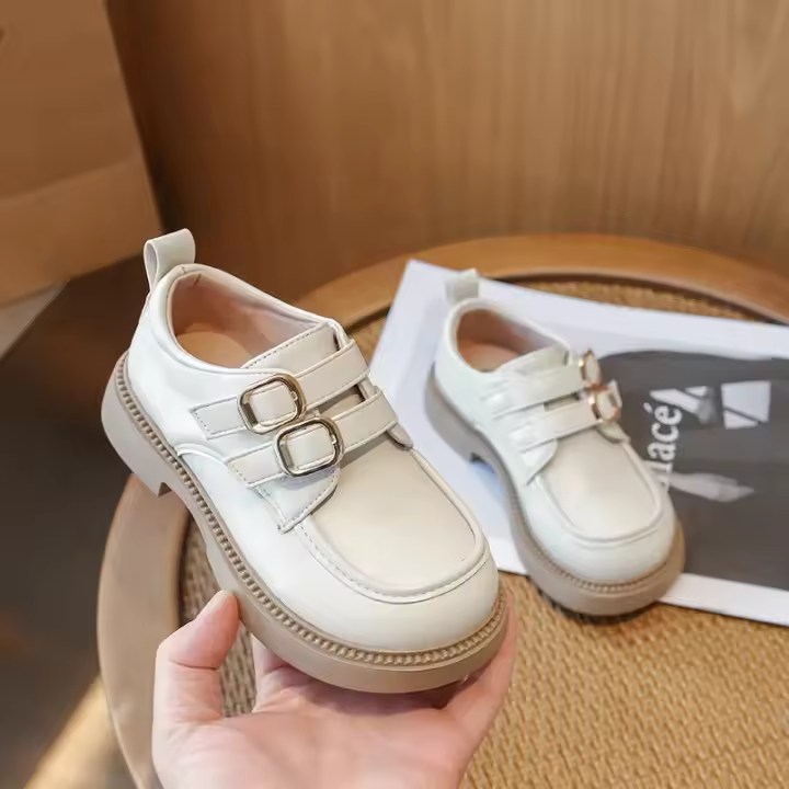Zapatos multifuncionales de suela blanda de cuero antideslizante para niña, estilo coreano, Reino Unido, otoño, 2024 - 1