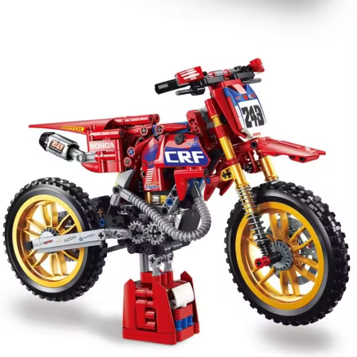 Bloques de construcción de modelo de motocicleta, modelo de locomotora de simulación, juguetes educativos, bloques de construcción - 1