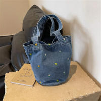 Bolso de cubo de mezclilla bordado, bolso de mano de gran capacidad, bolso de hombro que combina con todo, bolso de compras portátil para mujer, nuevo - details 11