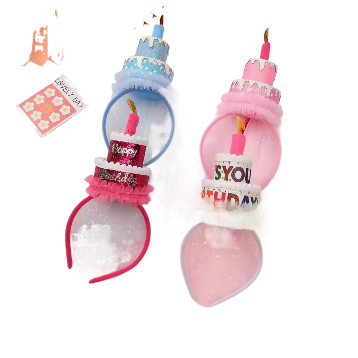 Accesorios para fotos de letras de tela con lentejuelas, accesorio para el cabello, tocado de cumpleaños, diadema para pastel de cumpleaños, aro para la cabeza para niños, sombreros de fiesta de cumpleaños - 1