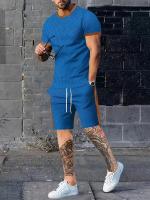 Conjunto Casual de Verano para Hombres Camiseta de Manga Corta con Patrón de Abyes y Pantalones Cortos con Cordón Light Brown y Blanco Perfecto Regalo para Él - details 0