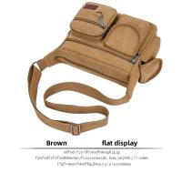 Bolso cruzado para hombre, lona Vintage, correas ajustables, múltiples bolsillos con cremallera, duradero, para senderismo al aire libre - details 10